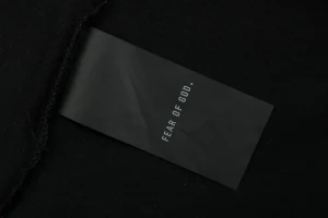 Fear of God Essentials Three Bars Silicone Logo T-Shirt Black Wash label