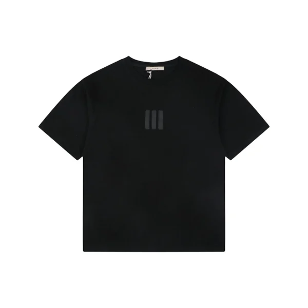 Fear of God Essentials Three Bars Silicone Logo T-Shirt Black Front view
