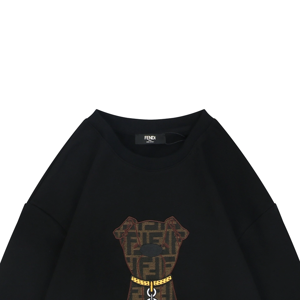 Fendi FF Dog Embroidered Crewneck Sweatshirt Black