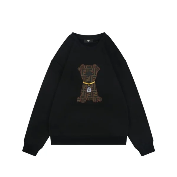 Fendi FF Dog Embroidered Crewneck Sweatshirt Black Front view