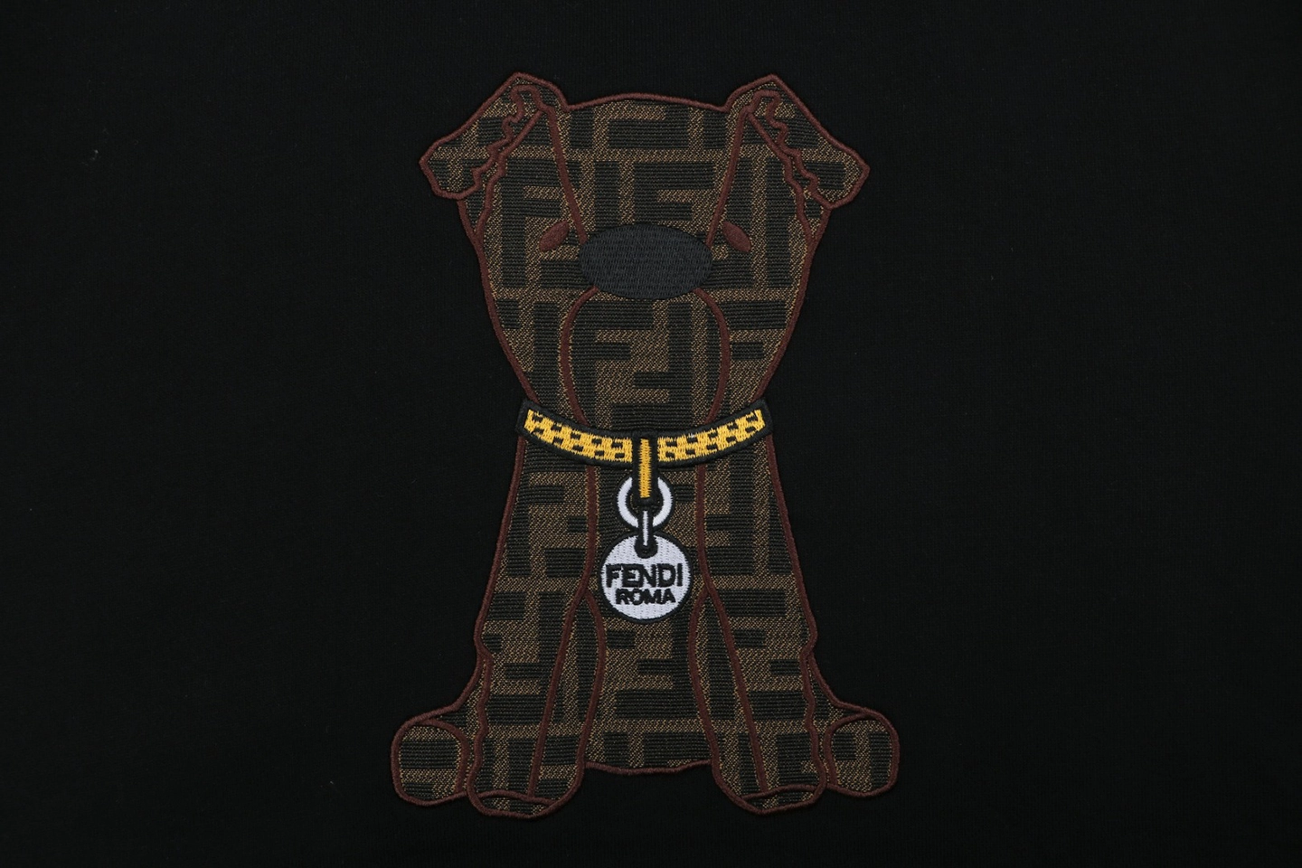 Fendi FF Dog Embroidered Crewneck Sweatshirt Black Front Print
