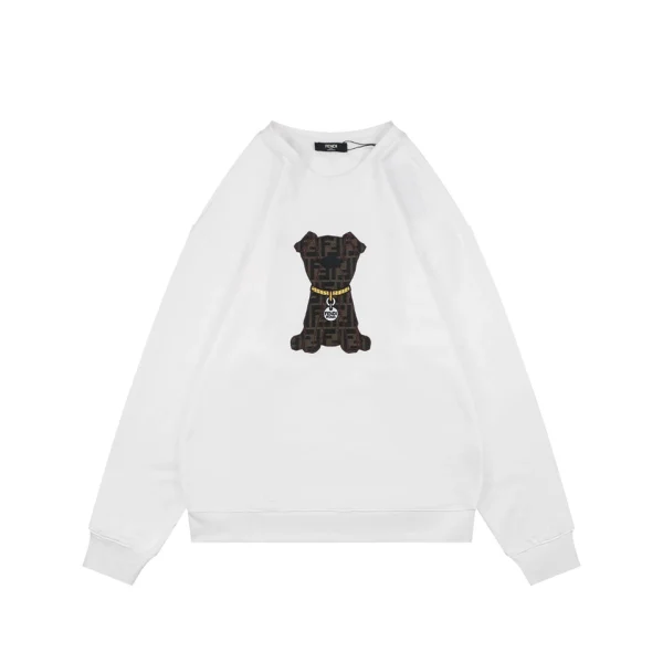 Fendi FF Dog Embroidered Crewneck Sweatshirt White Front view