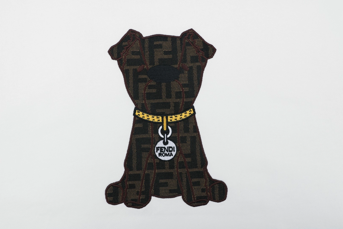 Fendi FF Dog Embroidered Crewneck Sweatshirt White Front Print