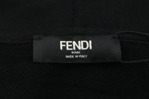 Fendi Gradient Logo Embroidered Hoodie Black Brand label