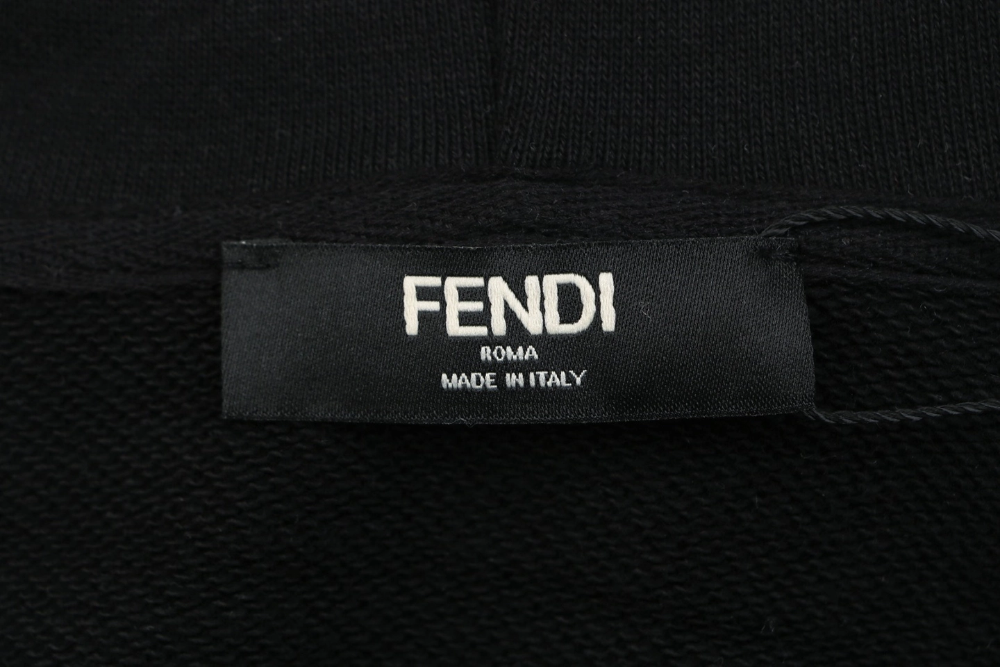 Fendi Gradient Logo Embroidered Hoodie Black Brand label