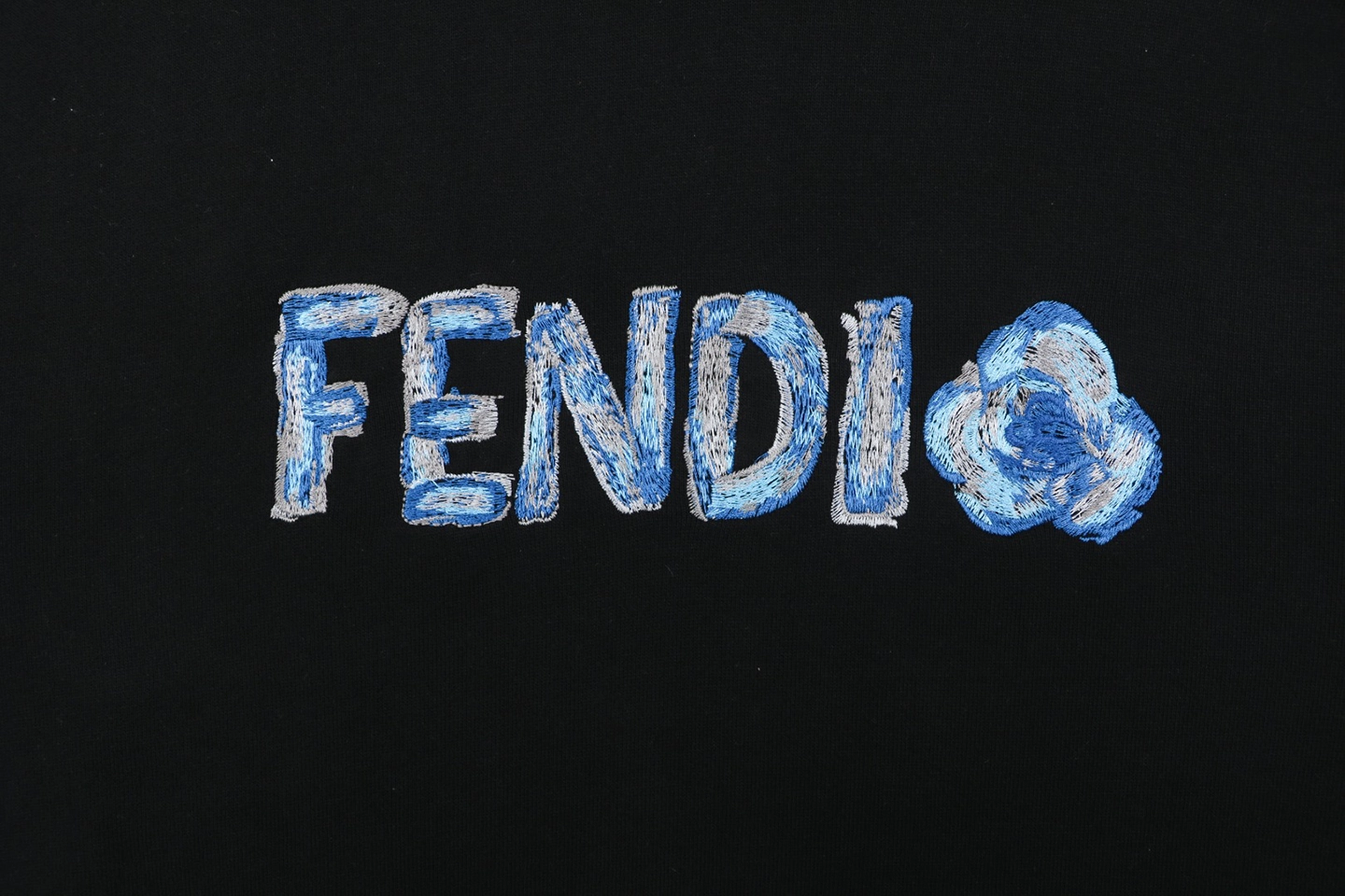 Fendi Gradient Logo Embroidered Hoodie Black Front Print