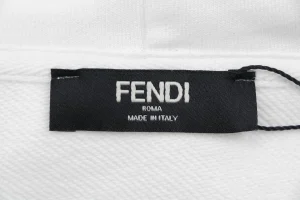 Fendi Gradient Logo Embroidered Hoodie White Brand label