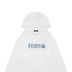 Fendi Gradient Logo Embroidered Hoodie White