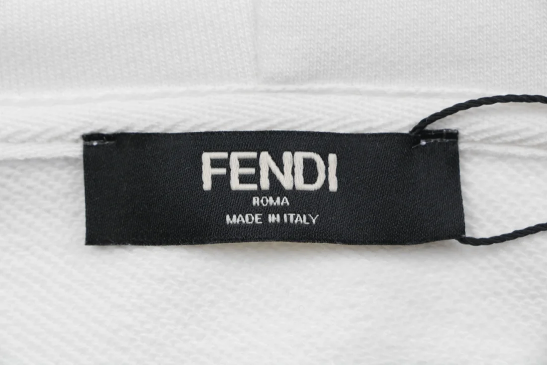 Fendi Gradient Logo Embroidered Hoodie White Brand label