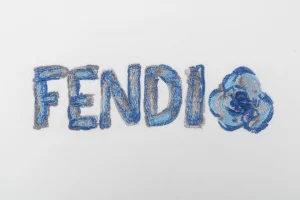Fendi Gradient Logo Embroidered Hoodie White Front Print