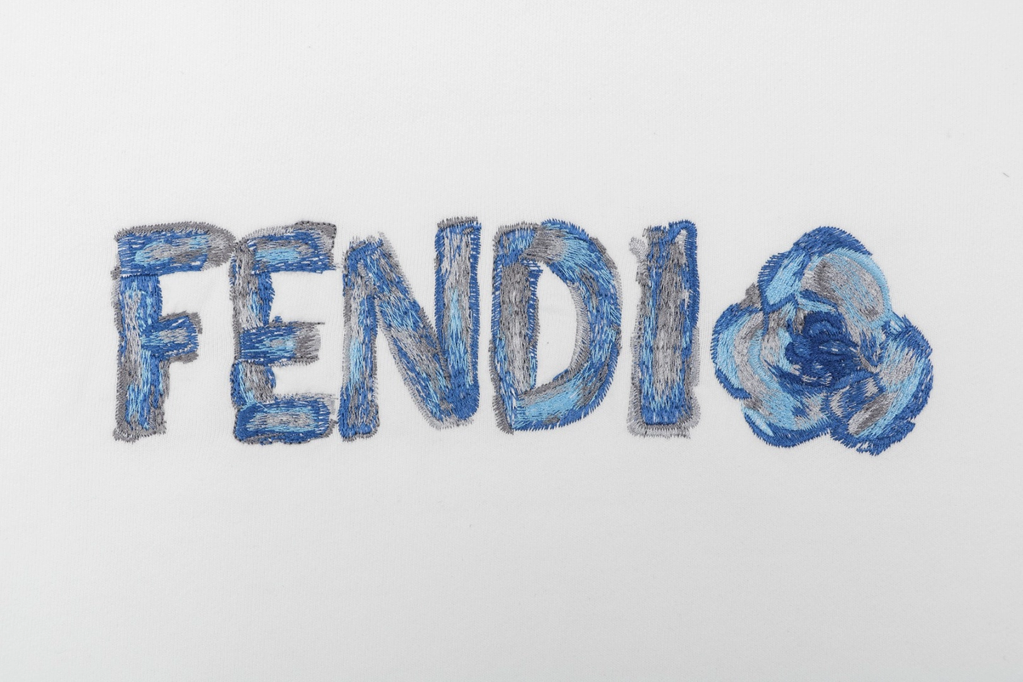 Fendi Gradient Logo Embroidered Hoodie White Front Print