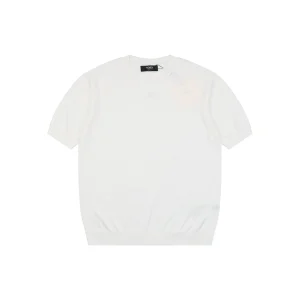 Fendi Tonal FF Embroidered Knit T-Shirt White Front view