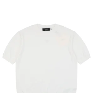 Fendi Tonal FF Embroidered Knit T-Shirt White
