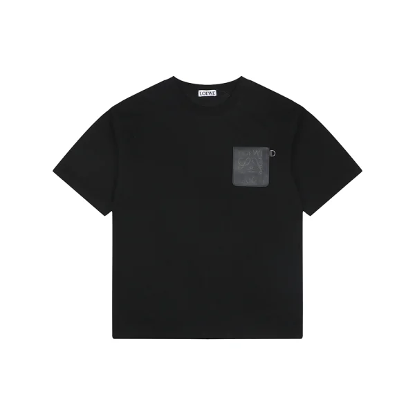 Loewe Anagram Leather Pocket T-Shirt Black Front view