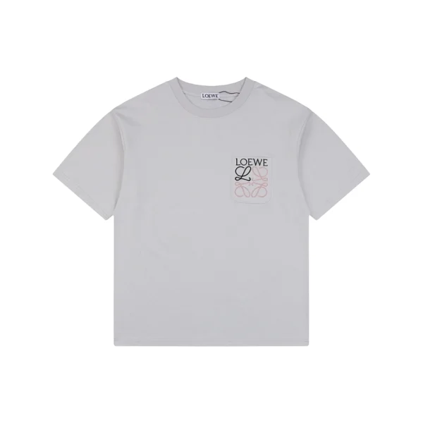 Loewe Pocket Contrast Anagram Embroidery T-Shirt Grey Front view