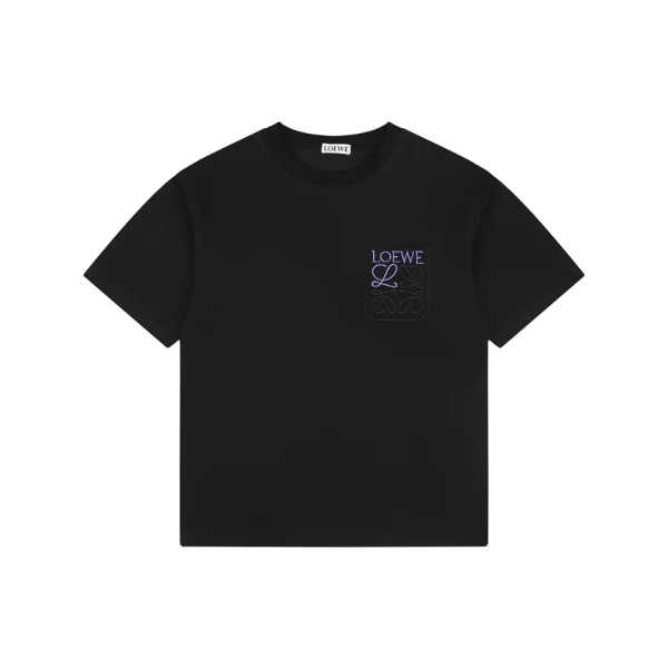 Loewe Pocket Contrast Anagram Embroidery T-Shirt Black Front view