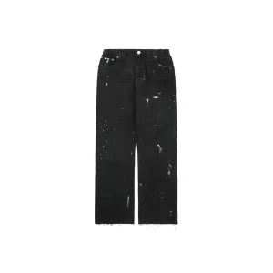 Maison Margiela Paint Splatter Distressed Black Denim Pants Front view