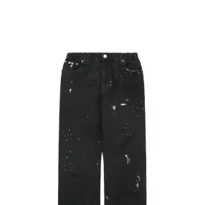 Maison Margiela Paint Splatter Distressed Black Denim Pants