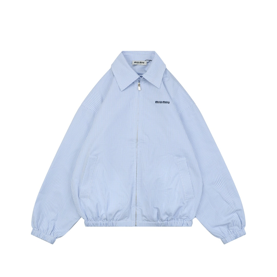 Miu Miu Gingham Zip Jacket Front view