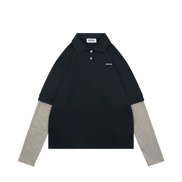 Miu Miu Layered Stripe Polo Shirt Front view
