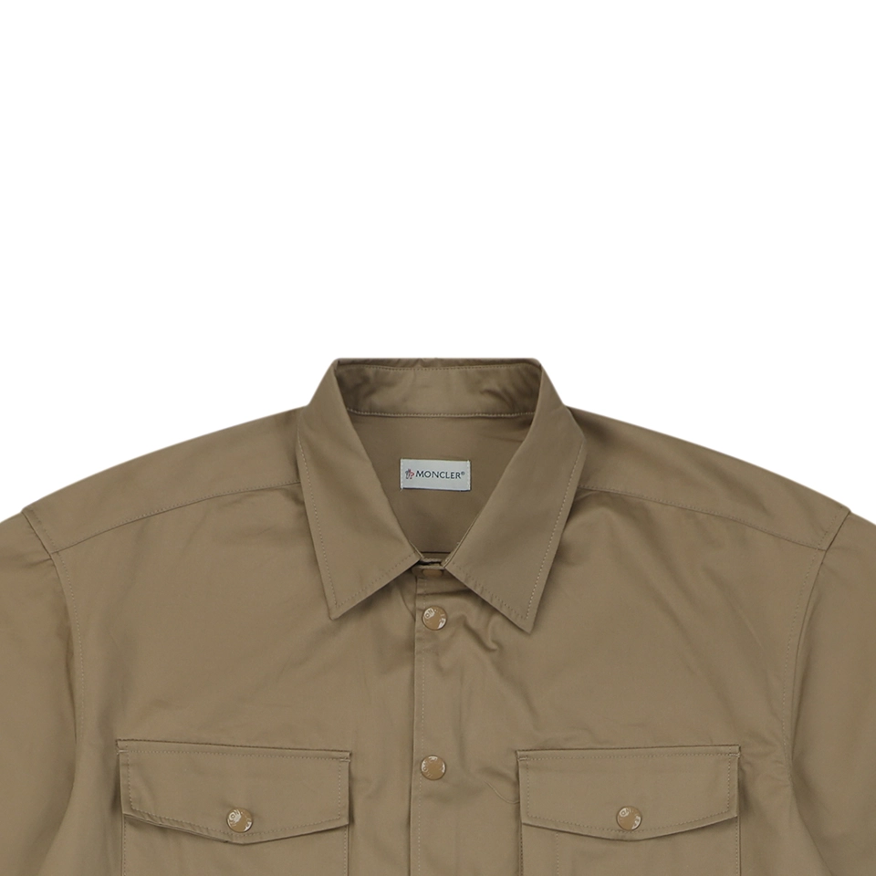Moncler Logo Patch Double Pocket T-Shirt Brown