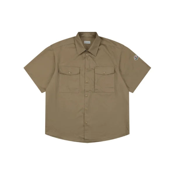 Moncler Logo Patch Double Pocket T-Shirt Brown Front view
