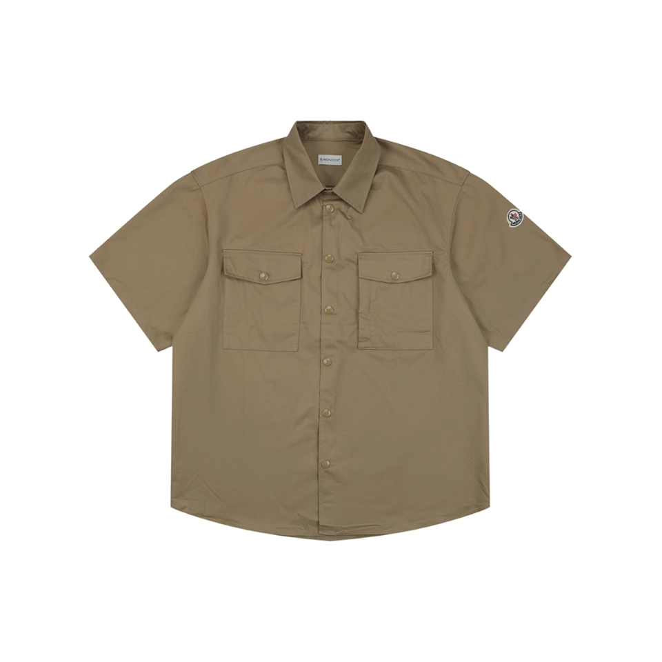 Moncler Logo Patch Double Pocket T-Shirt Brown Front view