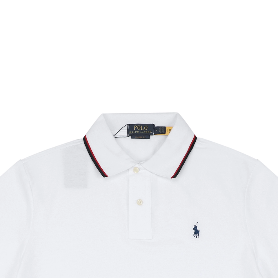 Ralph Lauren Contrast Trim Pony Embroidered Polo T-Shirt White
