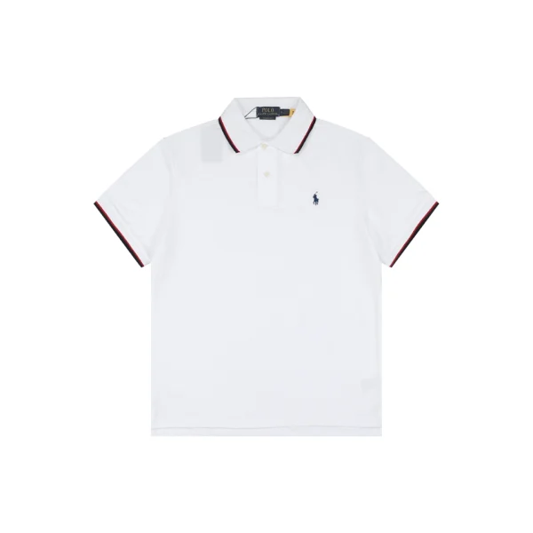 Ralph Lauren Contrast Trim Pony Embroidered Polo T-Shirt White Front view