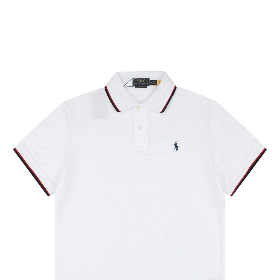 Ralph Lauren Contrast Trim Pony Embroidered Polo T-Shirt White