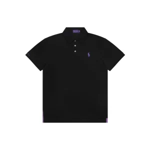 Ralph Lauren Purple Pony Logo Polo T-Shirt Black Front view