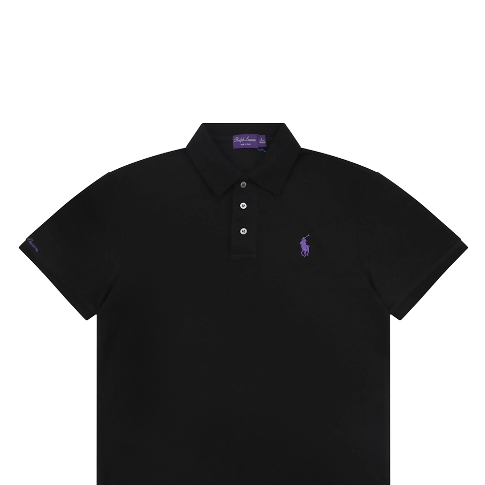 Ralph Lauren Purple Pony Logo Polo T-Shirt Black