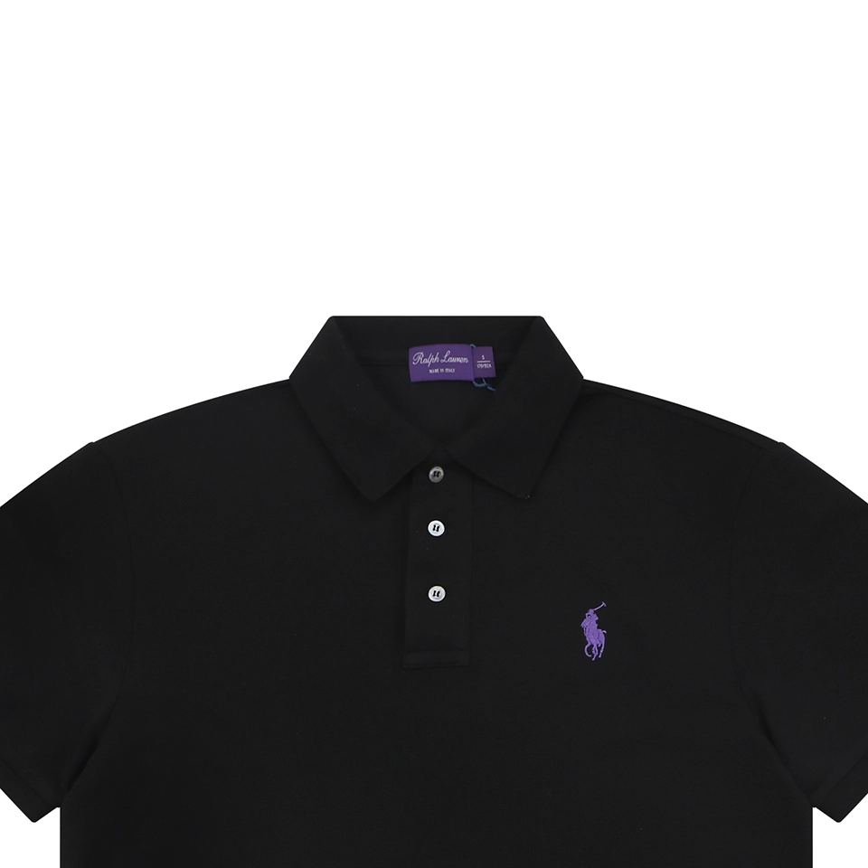 Ralph Lauren Purple Pony Logo Polo T-Shirt Black