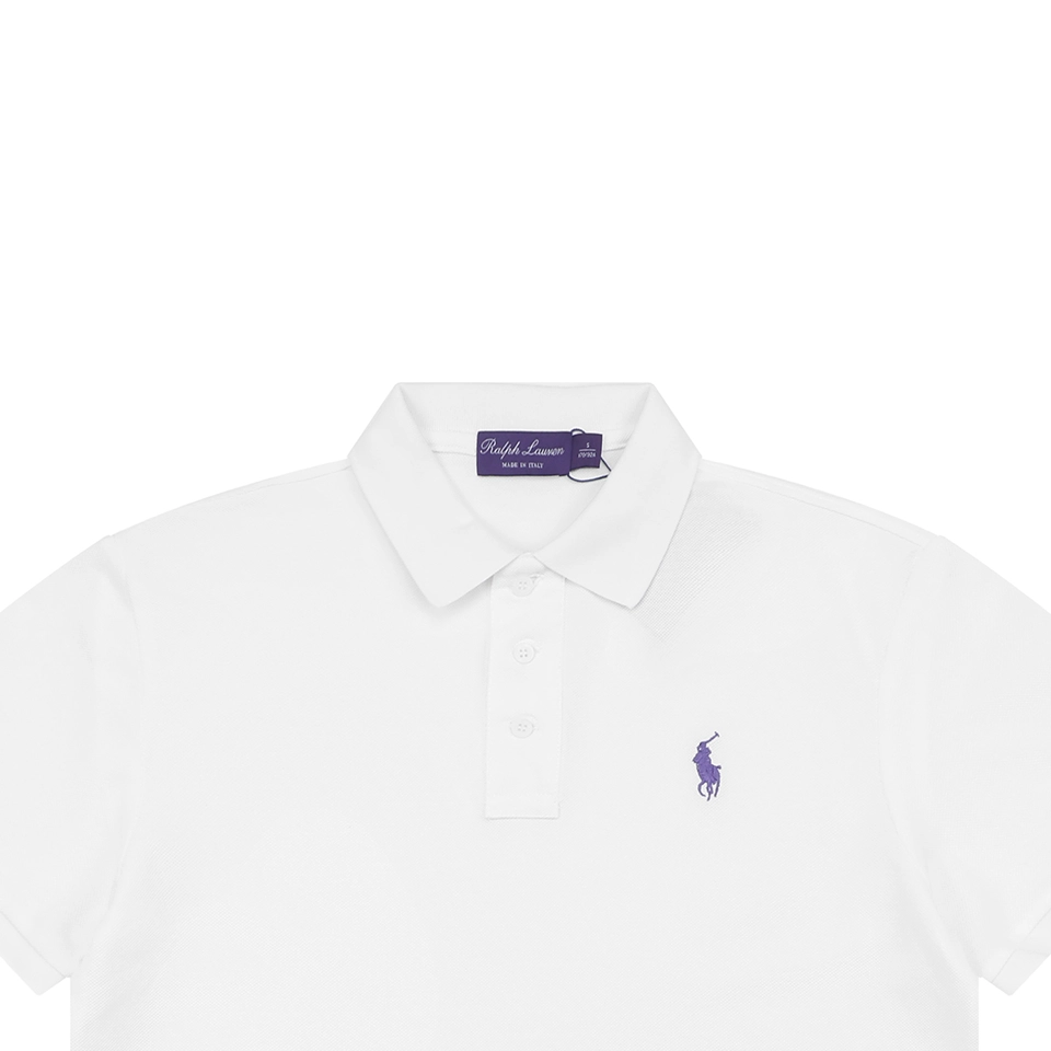 Ralph Lauren Purple Pony Logo Polo T-Shirt White