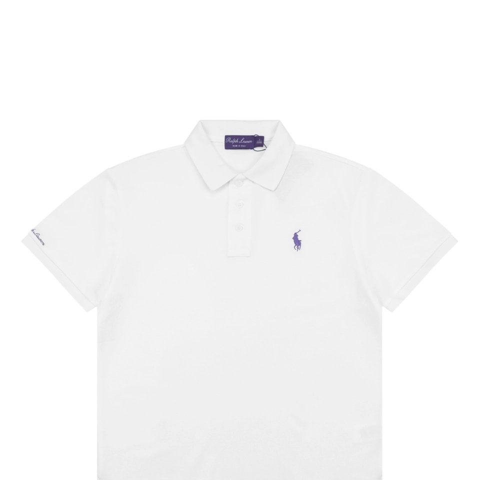 Ralph Lauren Purple Pony Logo Polo T-Shirt White