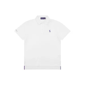 Ralph Lauren Purple Pony Logo Polo T-Shirt White Front view