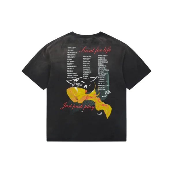 Saint Michael Cyber Angel Yellow Drape Graphic T-Shirt Back view