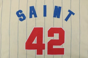 Saint Michael Eternity 42 Pinstripe Baseball T-Shirt Back Print