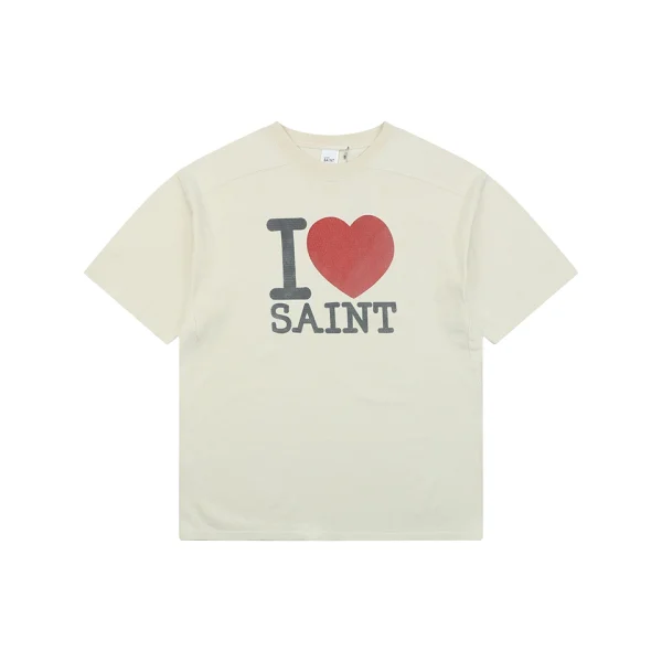 Saint Michael I Love SAINT Heart Graphic Vintage T-Shirt Front view