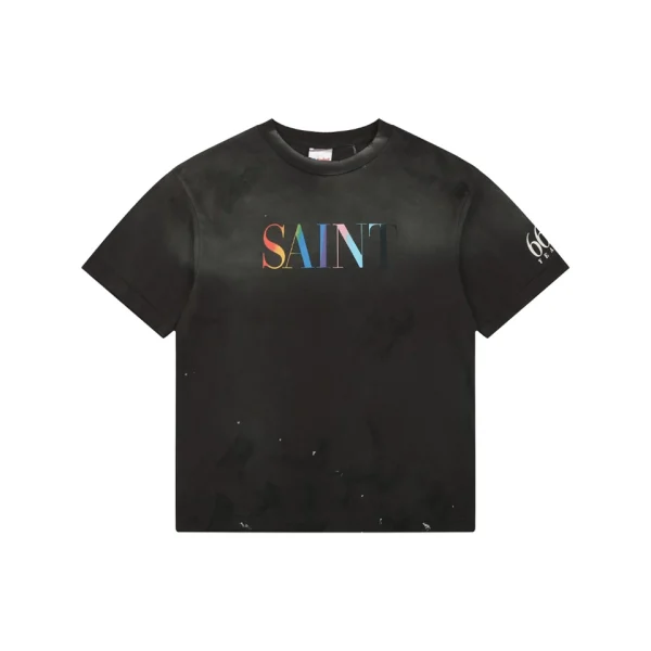 Saint Michael Rainbow SAINT Logo Vintage T-Shirt Front view