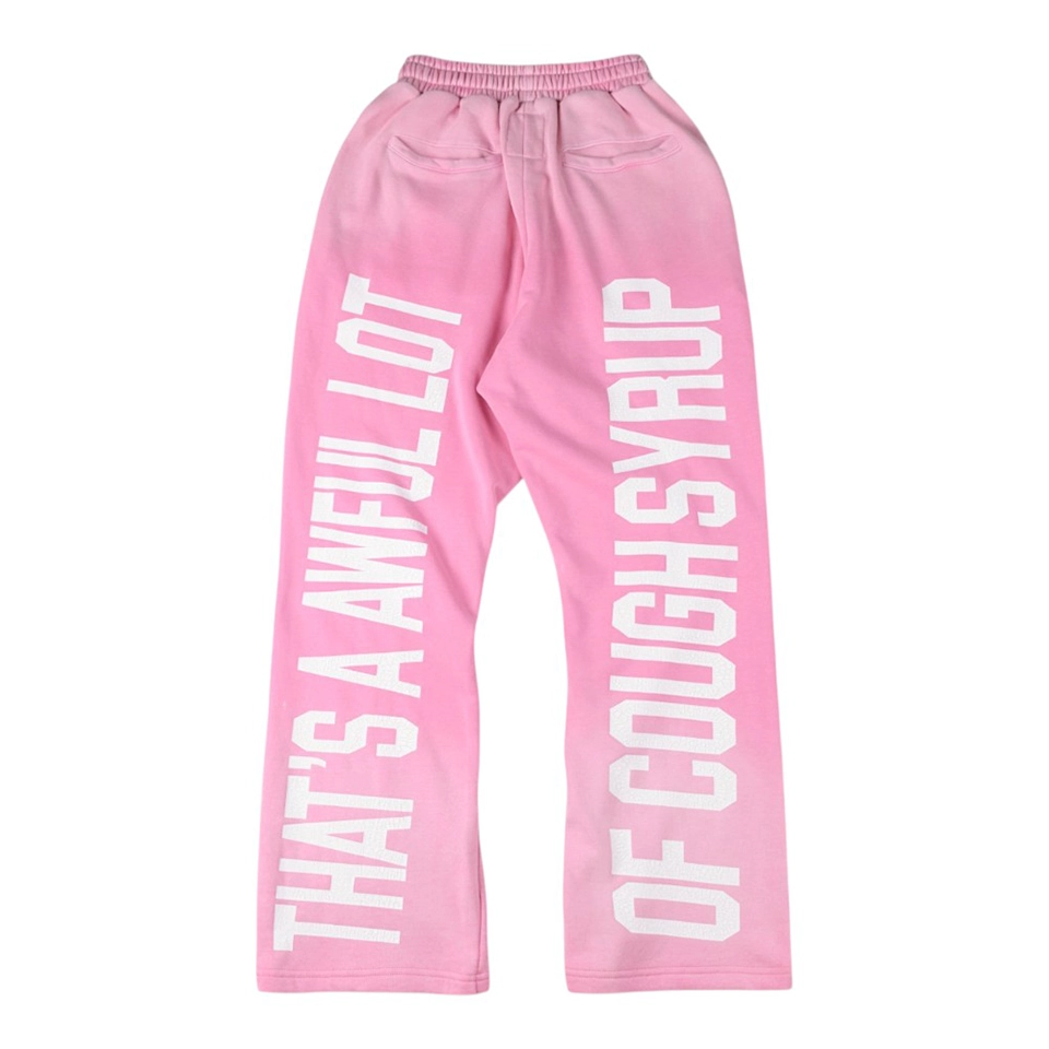 That’s A Awful Lot Of Cough Syrup Bold Letter Sweatpants Pink Back view