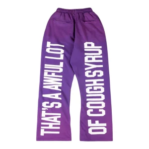That’s A Awful Lot Of Cough Syrup Bold Letter Sweatpants Purple Back view