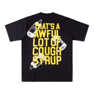 That’s A Awful Lot Of Cough Syrup Bottle Scatter Graphic T-Shirt Back view