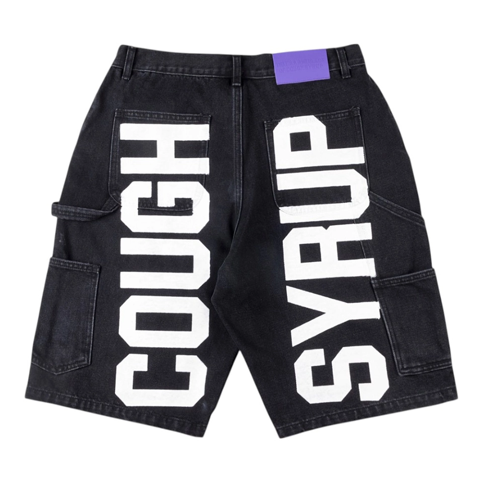 That’s A Awful Lot Of Cough Syrup Cargo Denim Shorts Black Back view