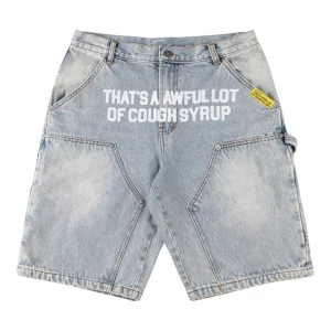 That’s A Awful Lot Of Cough Syrup Cargo Denim Shorts Grey Front view