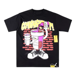 That’s A Awful Lot Of Cough Syrup Cartoon Cup Graphic T-Shirt Black Front view