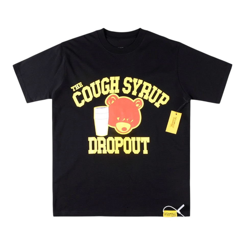 That’s A Awful Lot Of Cough Syrup Dropout Bear Graphic T-Shirt Black Front view