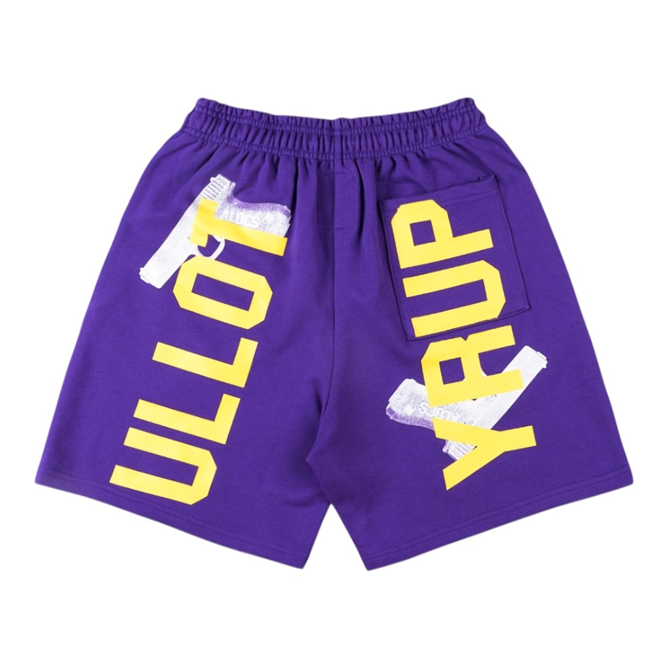 That’s A Awful Lot Of Cough Syrup Gun Graphic Shorts Purple Back view