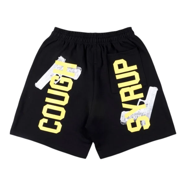 That’s A Awful Lot Of Cough Syrup Gun Graphic Shorts Black Back view