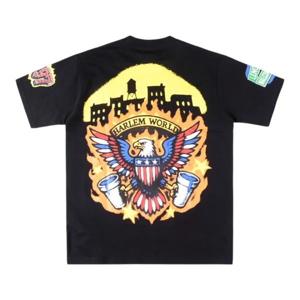 That’s A Awful Lot Of Cough Syrup Harlem World Eagle Graphic T-Shirt Black Back view